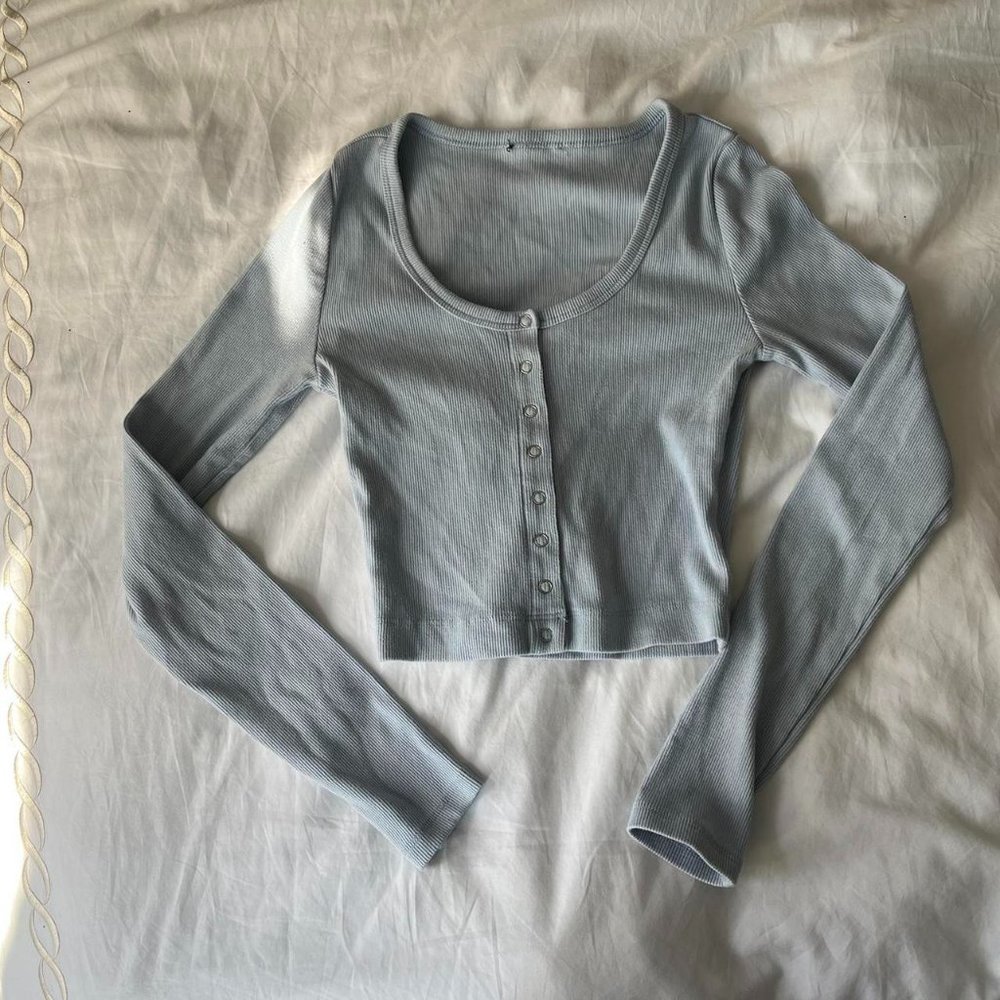 Baby Blue Button Up Long Sleeve